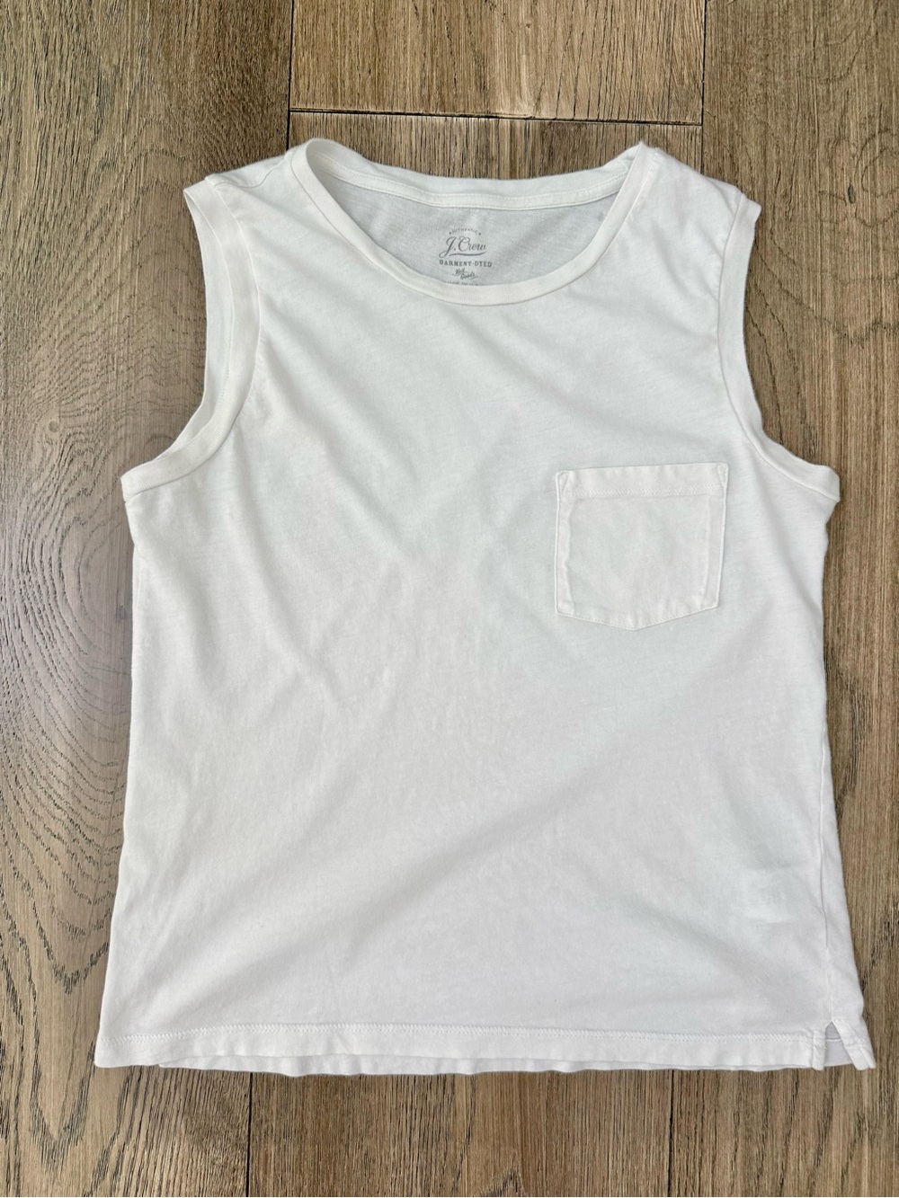 J.Crew 100% Cotton Pocket Crew Neck Tank Top White XS